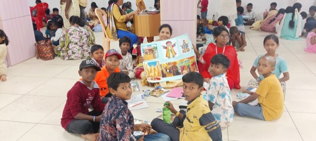 Sunday School children with their lesson books