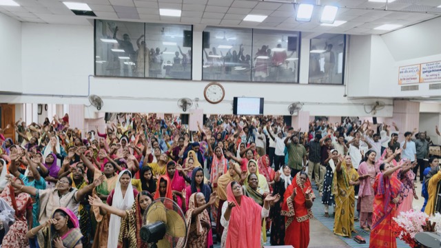 Congregation worshipping in the main sanctuary